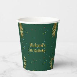 Golden Green Puppy Dog Kid's Birthday Pappbecher