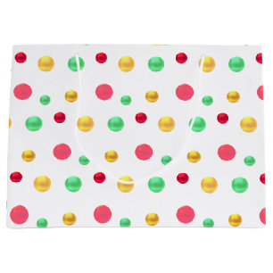 Golden, Green Red, Polka Dots Große Geschenktüte