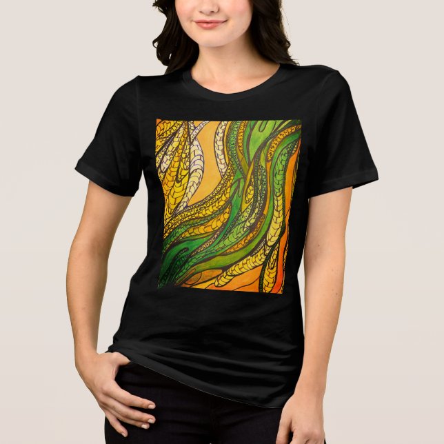 "Golden Green Silk Harvest" für Frauen Tri-Blend Shirt (Vorderseite)