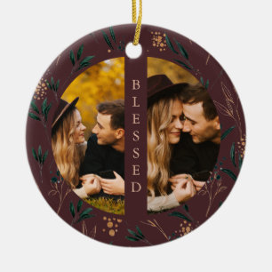 Golden Greenery Gesegnete Typografie Foto Eggplant Keramik Ornament