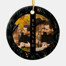Golden Greenery Gesegnete Typografie Zwei Foto Sch Keramik Ornament