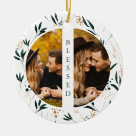 Golden Greenery Gesegnete Typografie Zwei Fotos Keramik Ornament