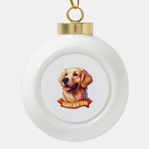 Golden Grin Tongue Out für ein glückliches Neues J Keramik Kugel-Ornament