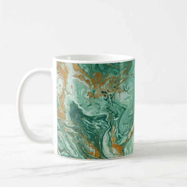 Golden-grün Acryl: Marmortexturkunst. Kaffeetasse (Links)