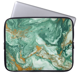 Golden-grün Acryl: Marmortexturkunst. Laptopschutzhülle