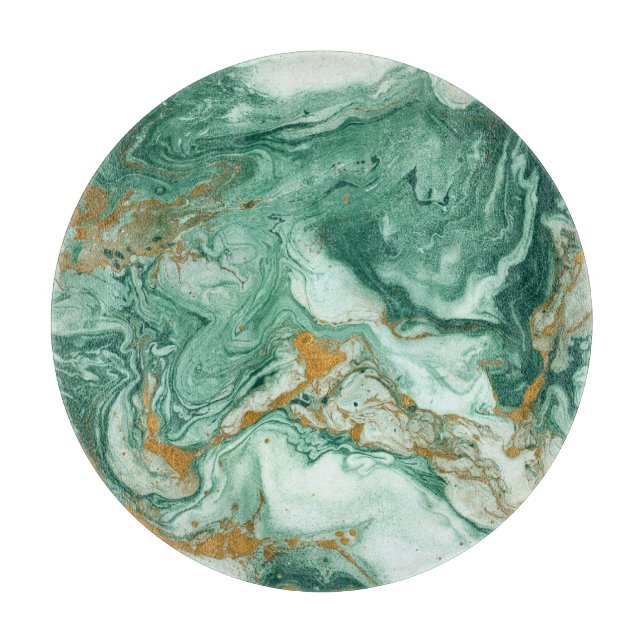 Golden-grün Acryl: Marmortexturkunst. Schneidebrett (Vorderseite)