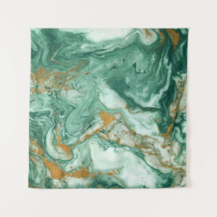 Golden-grün Acryl: Marmortexturkunst. Wandteppich