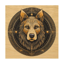 Golden Guardian: Tribal Wolf Art