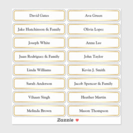 Golden Guest Names Wedding Platzkarte Aufkleber
