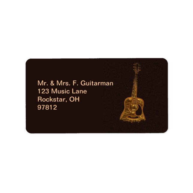 Golden Guitar Music Lover's Address Labels Adressaufkleber (Vorne)