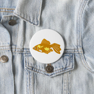 Golden Guppy Fish Niedlich Tropical Aquarium Fisch Button
