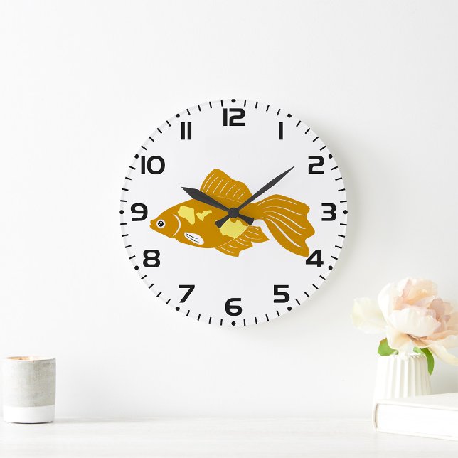 Golden Guppy Fish Niedlich Tropical Aquarium Fisch Große Wanduhr (Von Creator hochgeladen)