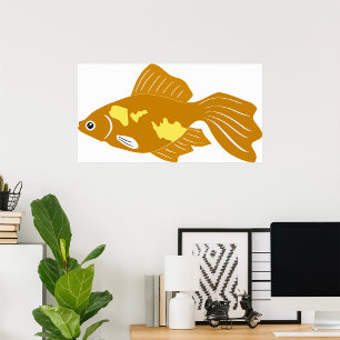 Golden Guppy Fish Niedlich Tropical Aquarium Fisch Poster