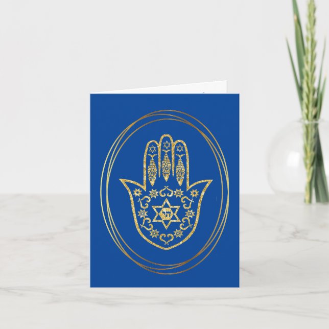 Golden Hamsa Chrismukkah Card Karte (Vorderseite)