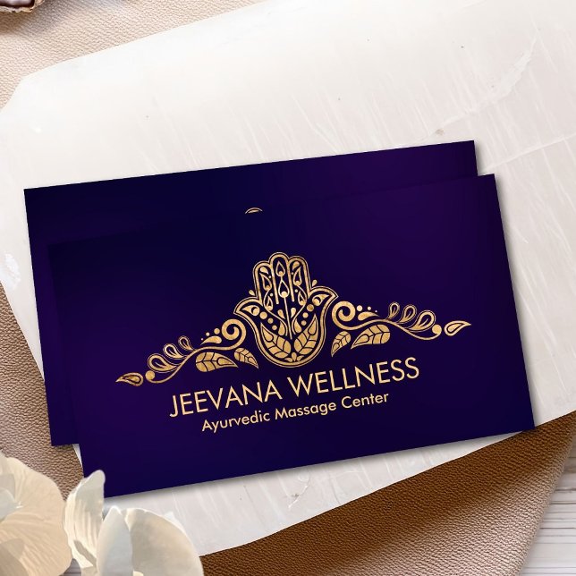 Golden Hamsa Hand Paisley Ornament Visitenkarte (Von Creator hochgeladen)