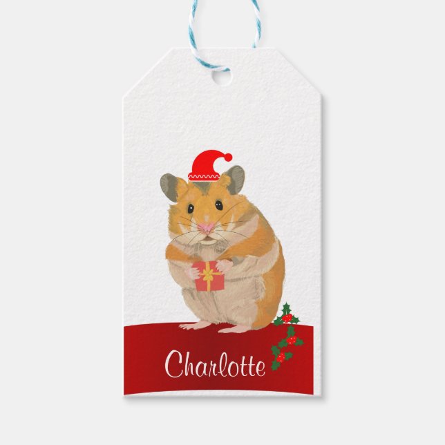 Golden Hamster Weihnachten Geschenkanhänger (Vorderseite)