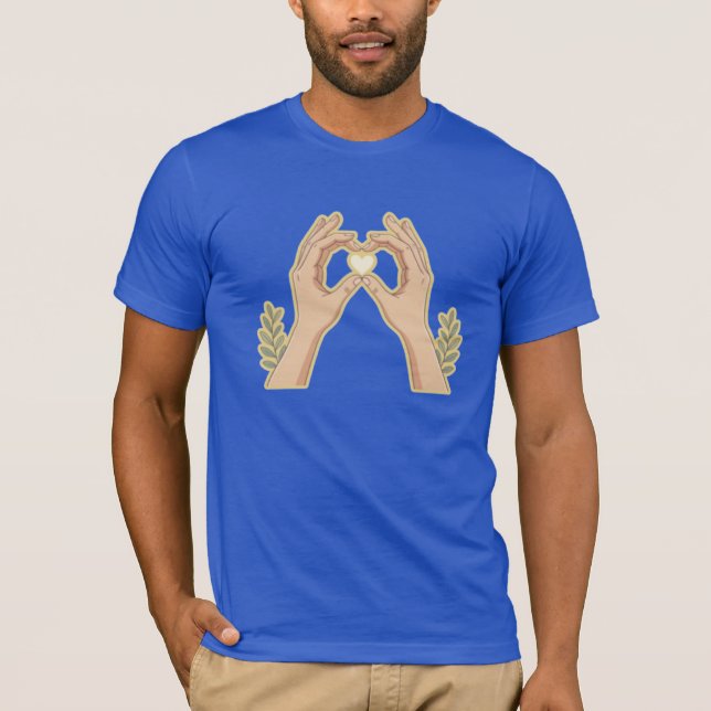Golden Hands Heart – Cute Family-Friendly Cartoon  T-Shirt (Vorderseite)