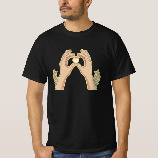 Golden Hands Heart – Cute Family-Friendly Cartoon  T-Shirt (Vorderseite)
