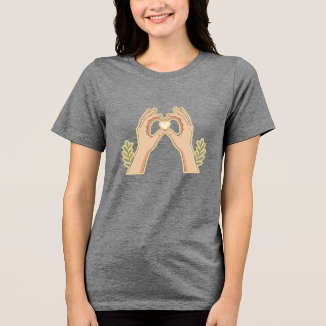 Golden Hands Heart – Cute Family-Friendly Cartoon  Tri-Blend Shirt (Vorderseite)