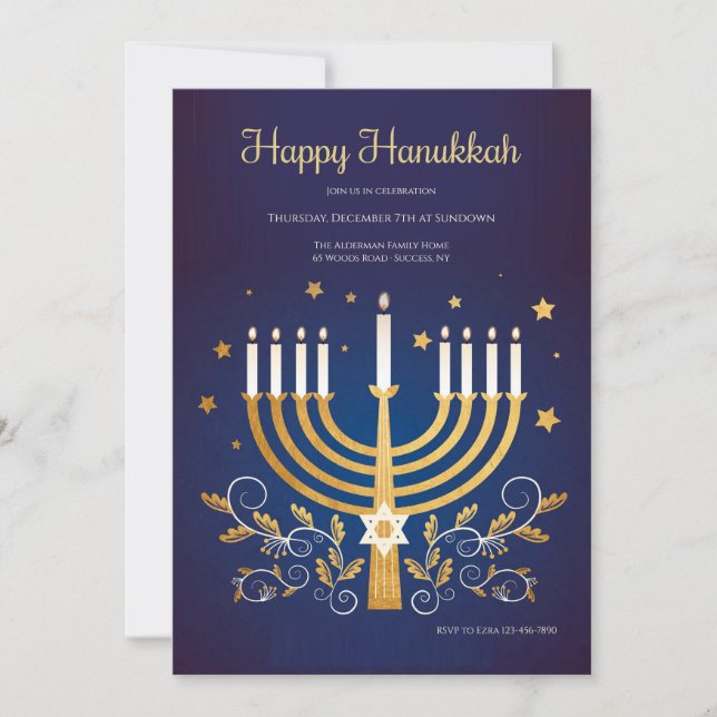Golden Hanukkah Einladung (Vorderseite)