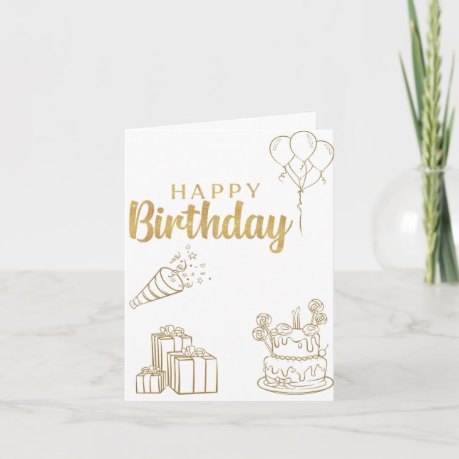 Golden Happy Birthday Card Dankeskarte (Vorderseite)