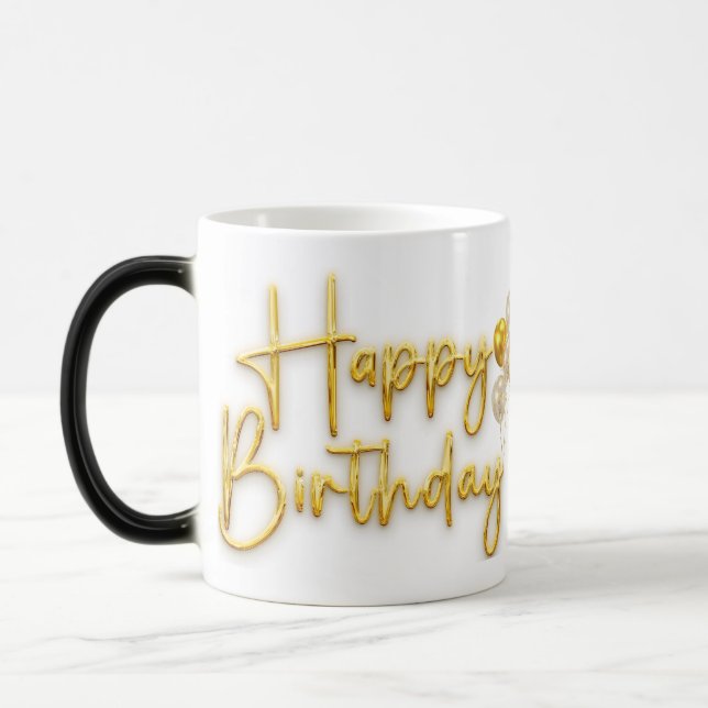 Golden Happy Birthday Tasse (Links)