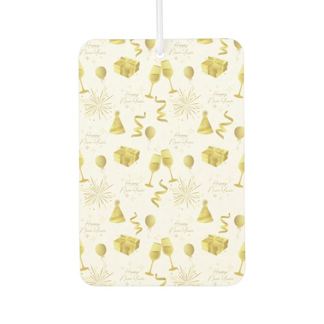 Golden Happy New Year Pattern Autolufterfrischer (Vorderseite)