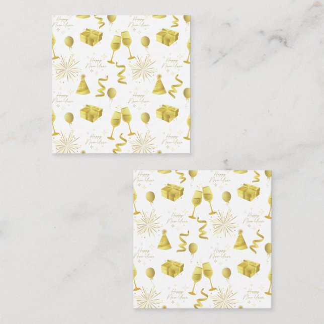 Golden Happy New Year Pattern Mitteilungskarte (Vorne/Hinten)