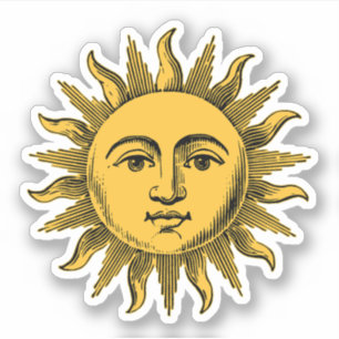 Golden Happy Sun Face Aufkleber