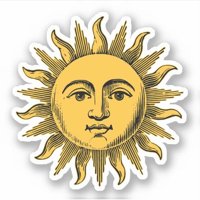 Golden Happy Sun Face Aufkleber (Vorderseite)