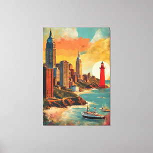 Golden Harbor Skyline Leinwanddruck