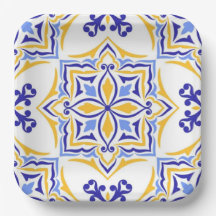 Golden Harmony Blue Gold Mosaic  Mediterranean 