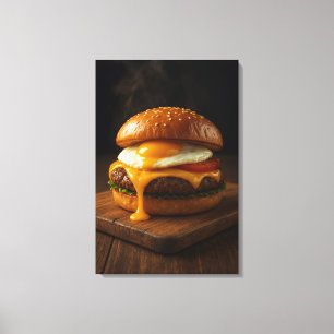 Golden Harmony – Der perfekte Gourmet-Cheeseburger Leinwanddruck