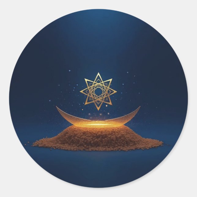 Golden Harmony – Shree Yantra’s Divine Resonance Runder Aufkleber (Vorderseite)