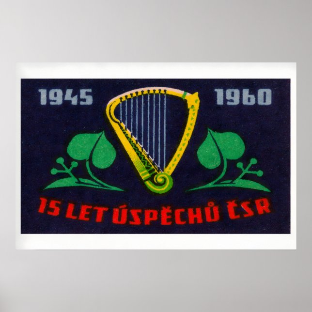 Golden Harp - Matchbox Print - Czech Wall Art Poster (Vorne)