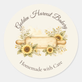 Golden Harvest Bäckerei-Logo-Aufkleber Runder Aufkleber
