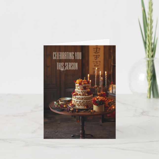 Golden Harvest Elegante Erntedank Karte (Vorderseite)