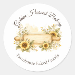 Golden Harvest Farmhouse Bäckerei-Aufkleber Runder Aufkleber