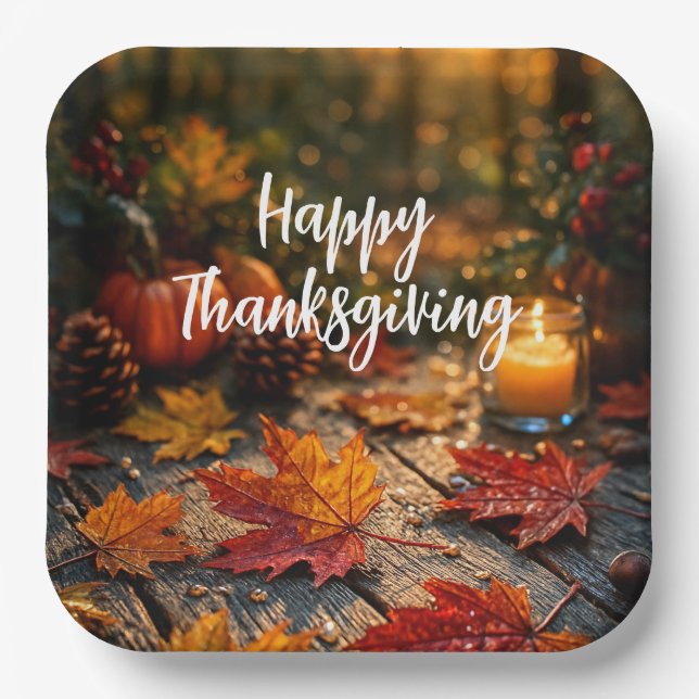 Golden Harvest Glow – Thanksgiving Greeting Pappteller (Vorderseite)
