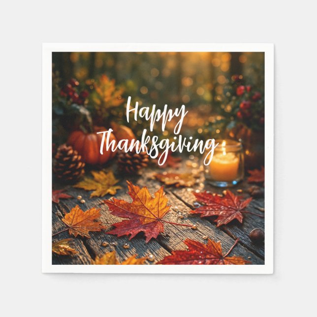 Golden Harvest Glow – Thanksgiving Greeting Serviette (Vorderseite)