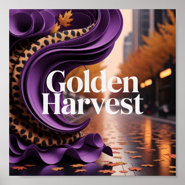 Golden Harvest Lila Leopard Fall Luxus Design Poster (Vorne)