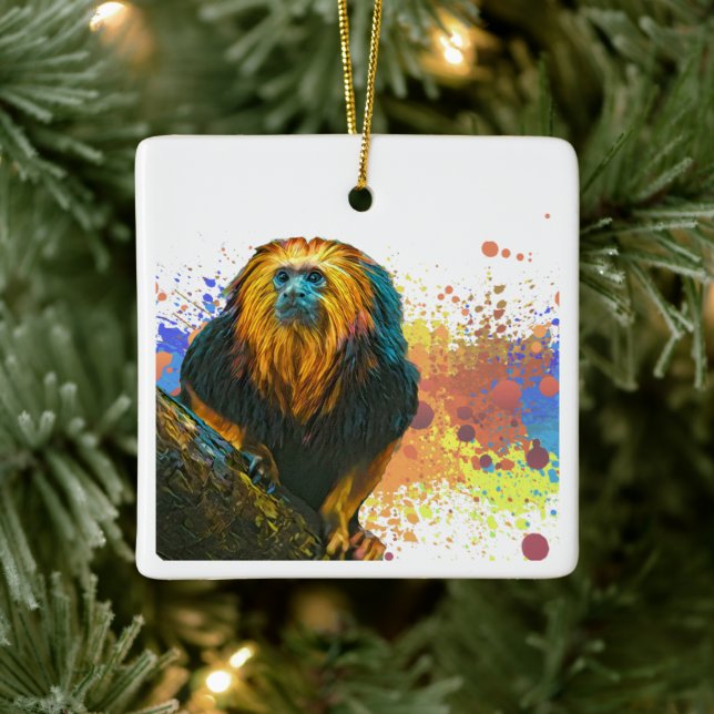Golden Headed Lion Tamarin Keramikornament (Baum)