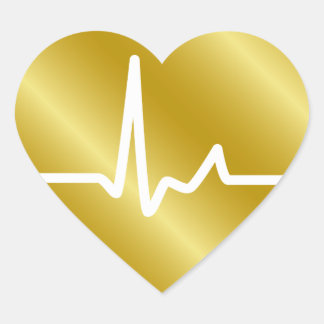 Golden Heart Beats Herz-Aufkleber