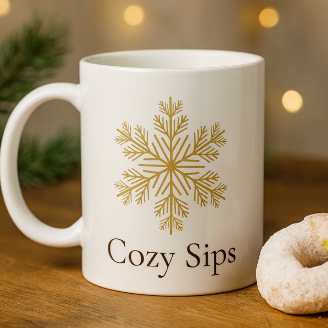 Golden Hearth Cozy Sips Classic Mug, 11 oz Kaffeetasse (Neutral winter tones create a calm seasonal mood for everyday beverages.)