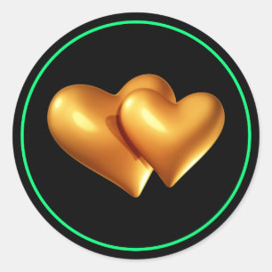 Golden Hearts 3D Design-11923 Runder Aufkleber