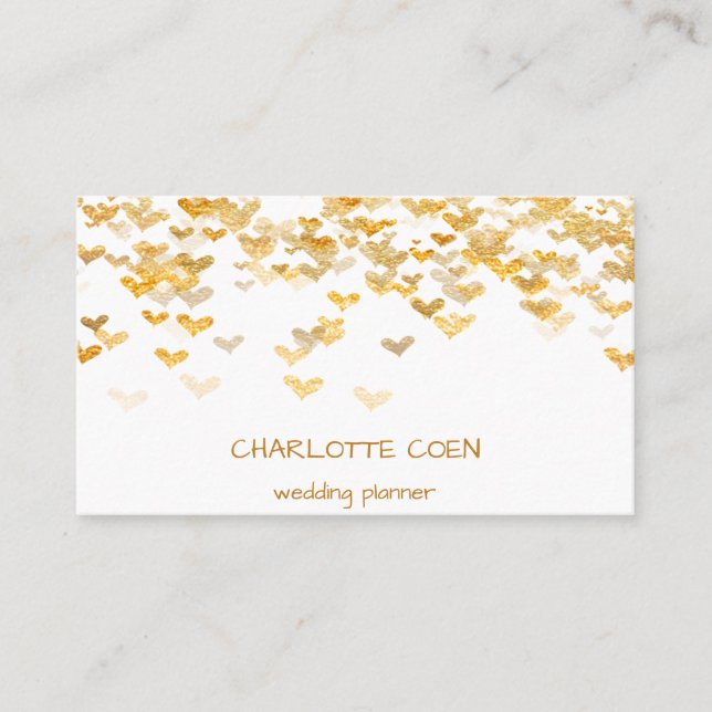 Golden Hearts Confetti Black Glam Delicate Glam Visitenkarte (Vorderseite)