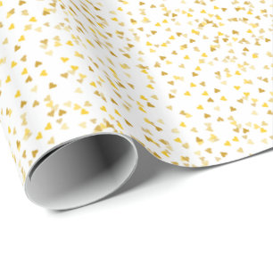Golden Hearts Confetti Gift Wrap Geschenkpapier