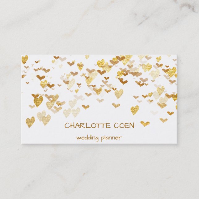 Golden Hearts Confetti Visitenkarte (Vorderseite)