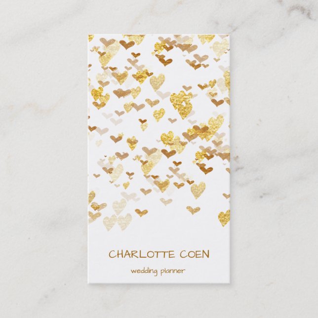 Golden Hearts Confetti Visitenkarte (Vorderseite)