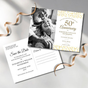 Golden Hearts Foto zum 50. Jubiläum Save the Date Ankündigungspostkarte